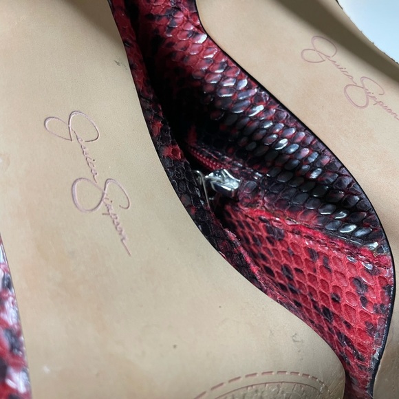 Gently Used Jessica Simpson Red Snakeskin Knee-High Boots - Picture 3 of 10